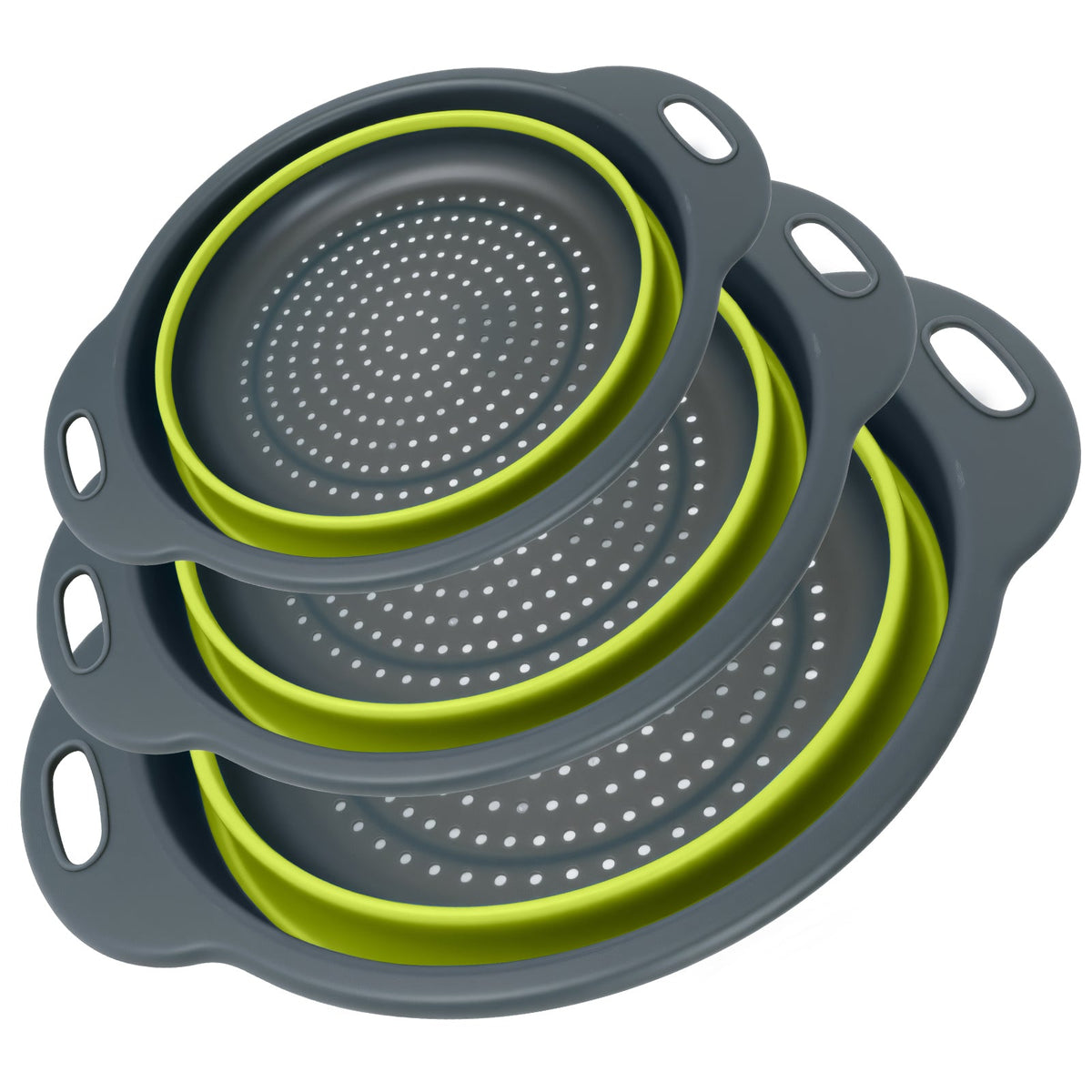 Gray-Green collapsible colander 1