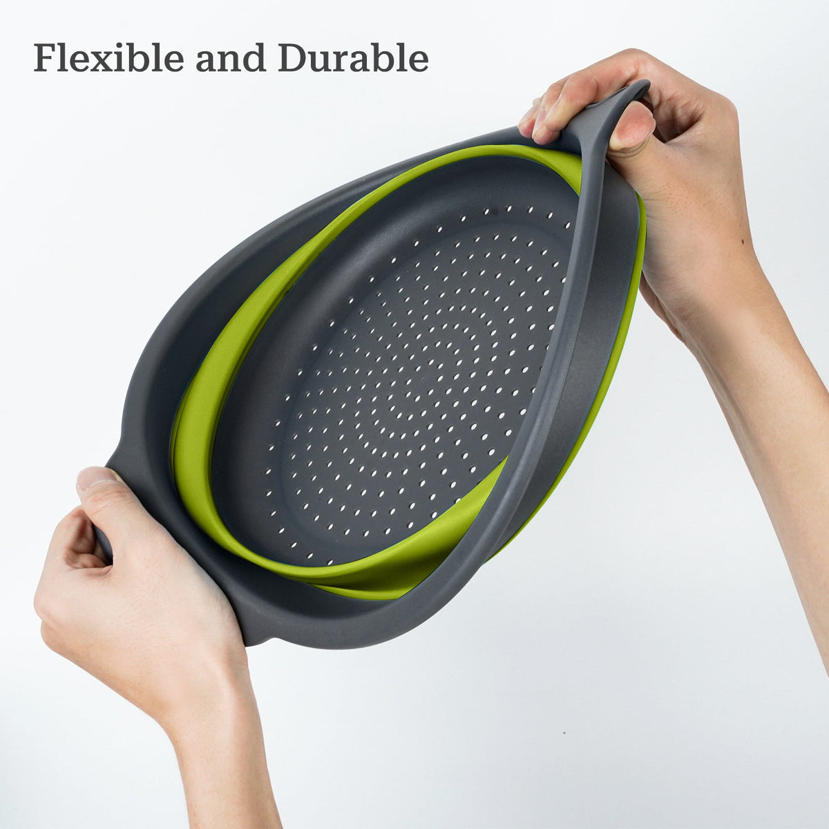 Gray-Green collapsible colander 5