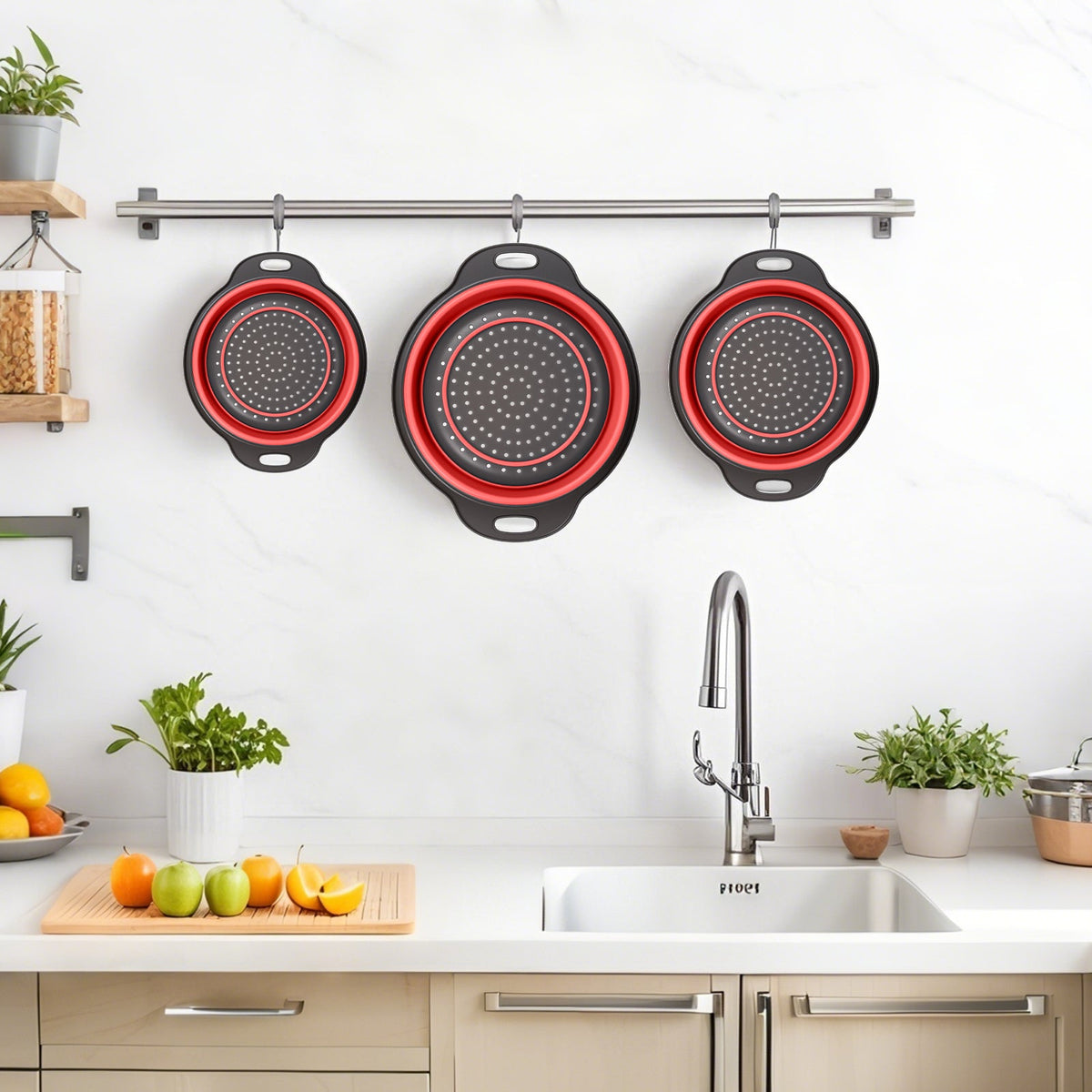 Gray-Red collapsible colander 5