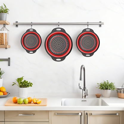 Gray-Red collapsible colander 5