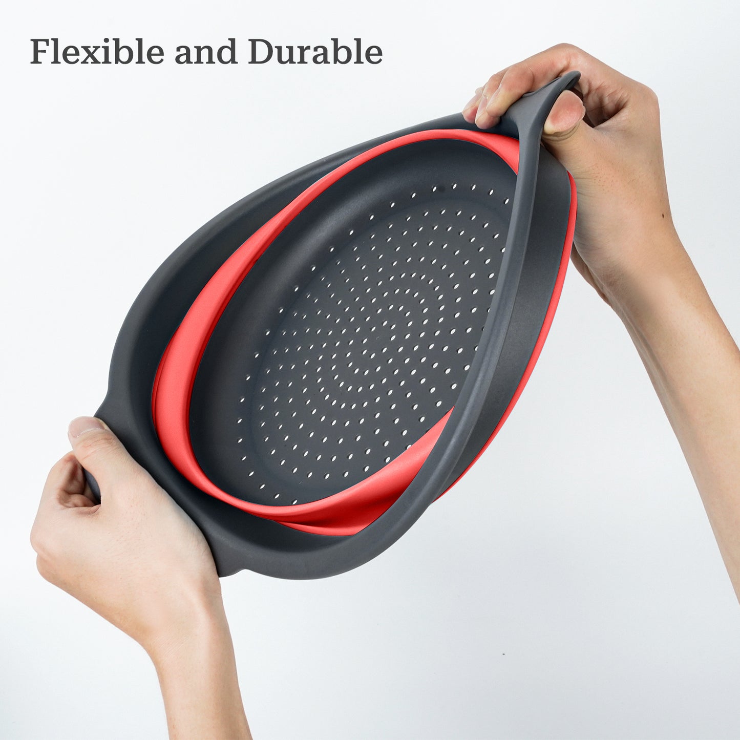 Collapsible Colander Set of 3 (Gray-Red)