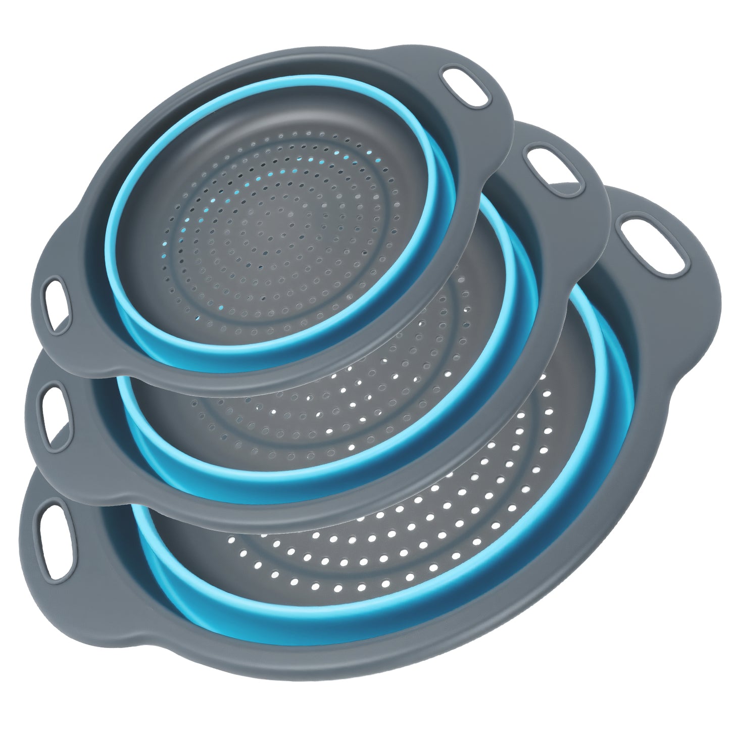 Collapsible Colander Set of 3 (Gray-Blue)