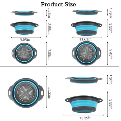 Collapsible Colander Set of 3 (Gray-Blue)