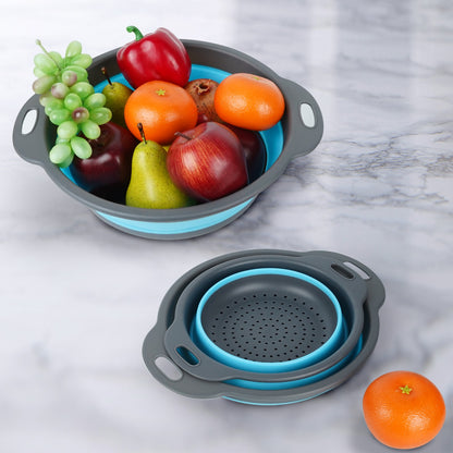 Collapsible Colander Set of 3 (Gray-Blue)