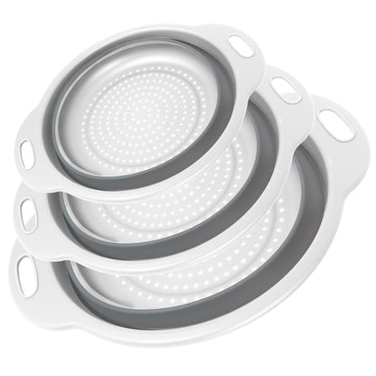 Collapsible Colander Set of 3 (Gray-White)