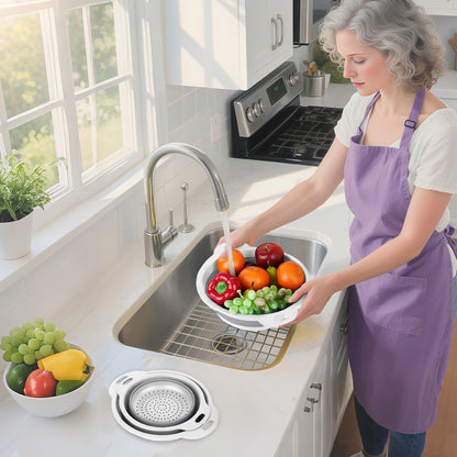 Collapsible Colander Set of 3 (Gray-White)