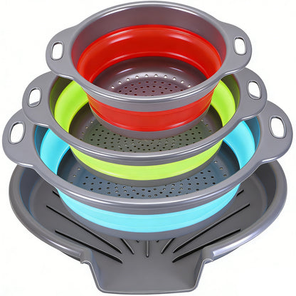 Collapsible Collanders with Draing Tray (Multicolor)