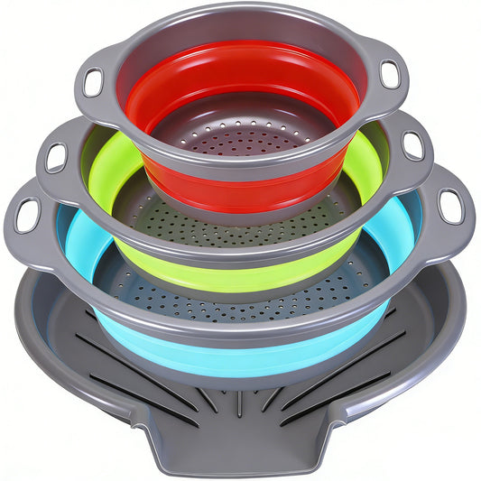 Collapsible Collanders with Draing Tray (Multicolor)