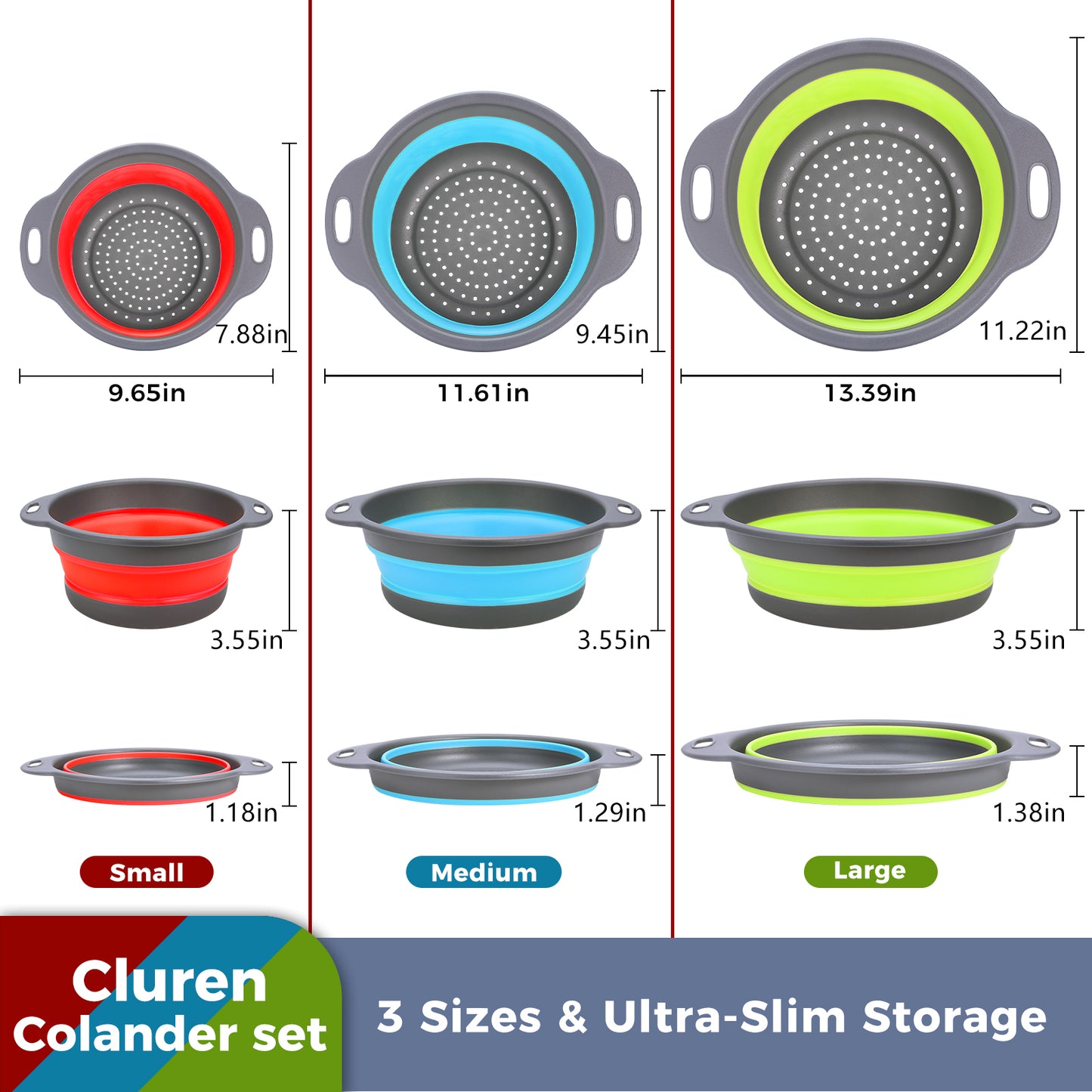 Collapsible Collanders with Draing Tray (Multicolor)