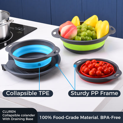 Collapsible Collanders with Draing Tray (Multicolor)