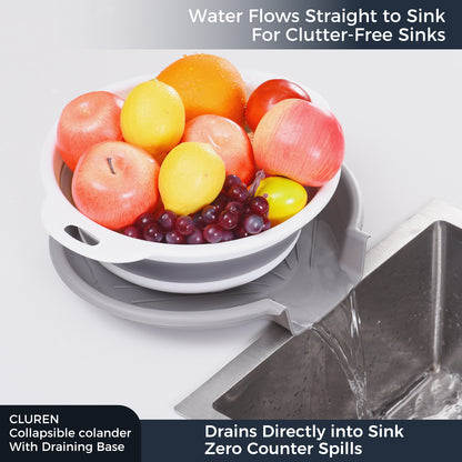 Collapsible Collanders with Draing Tray (Gray-White)
