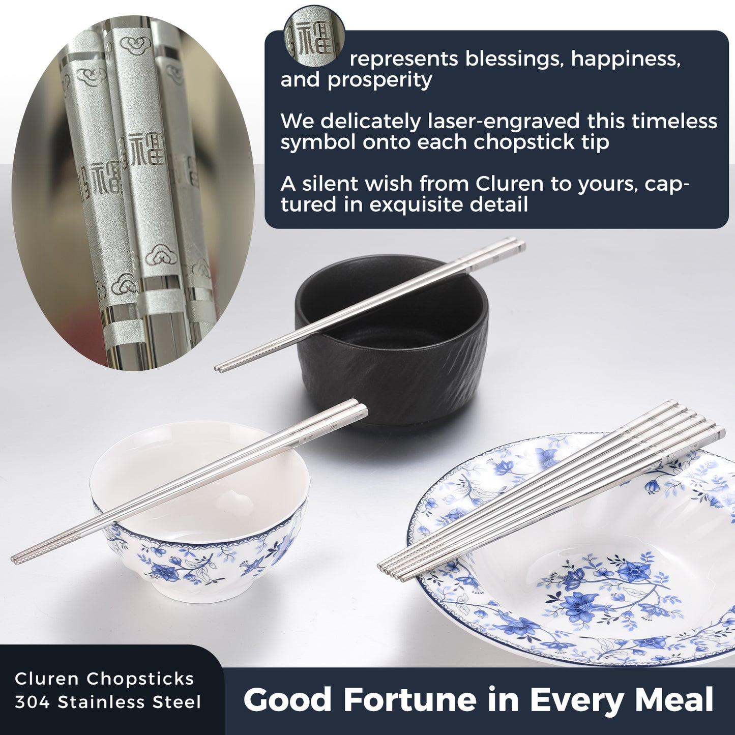 304 Stainless Steel Chopsticks (5 pair)
