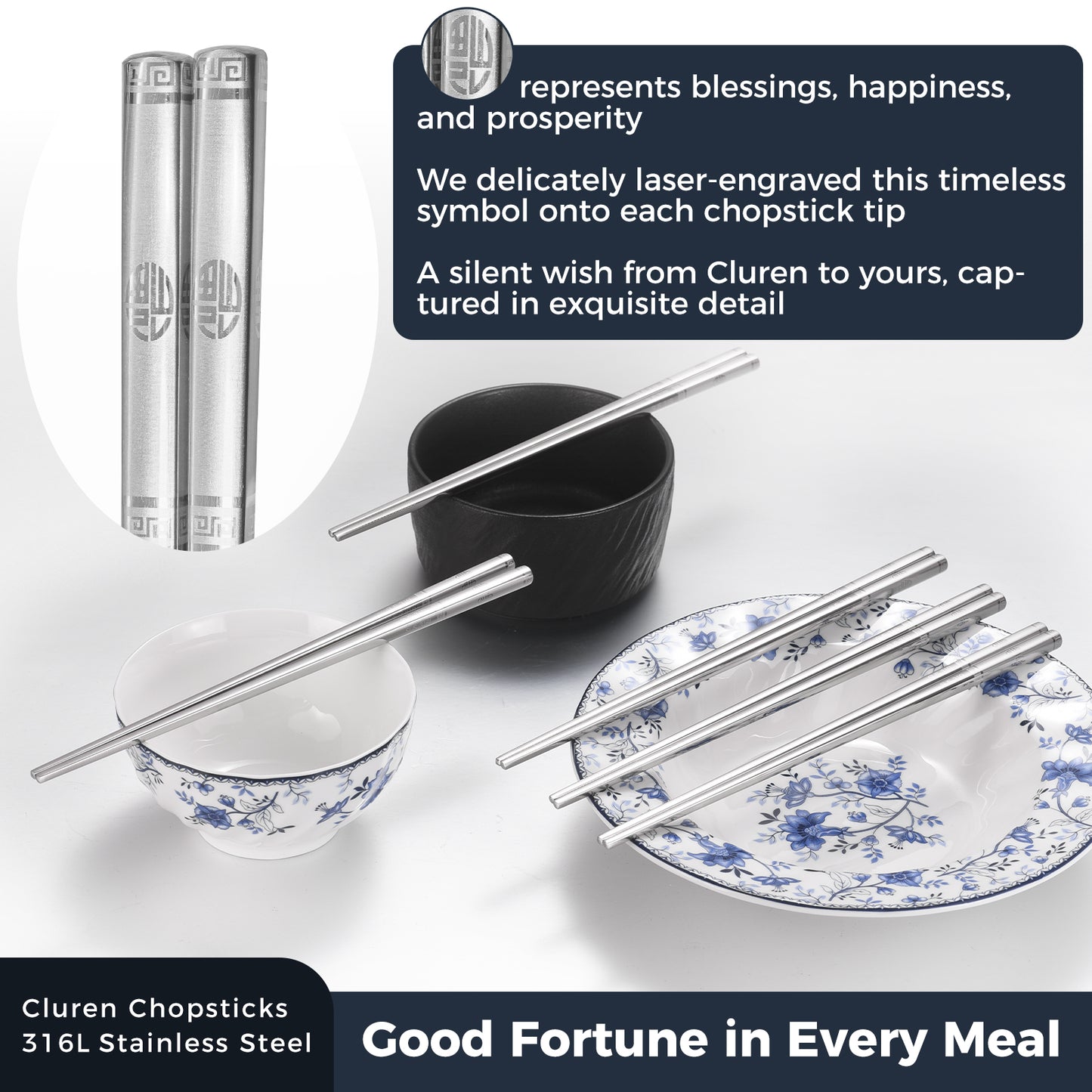 316L Stainless Steel Chopsticks (Multicolor)