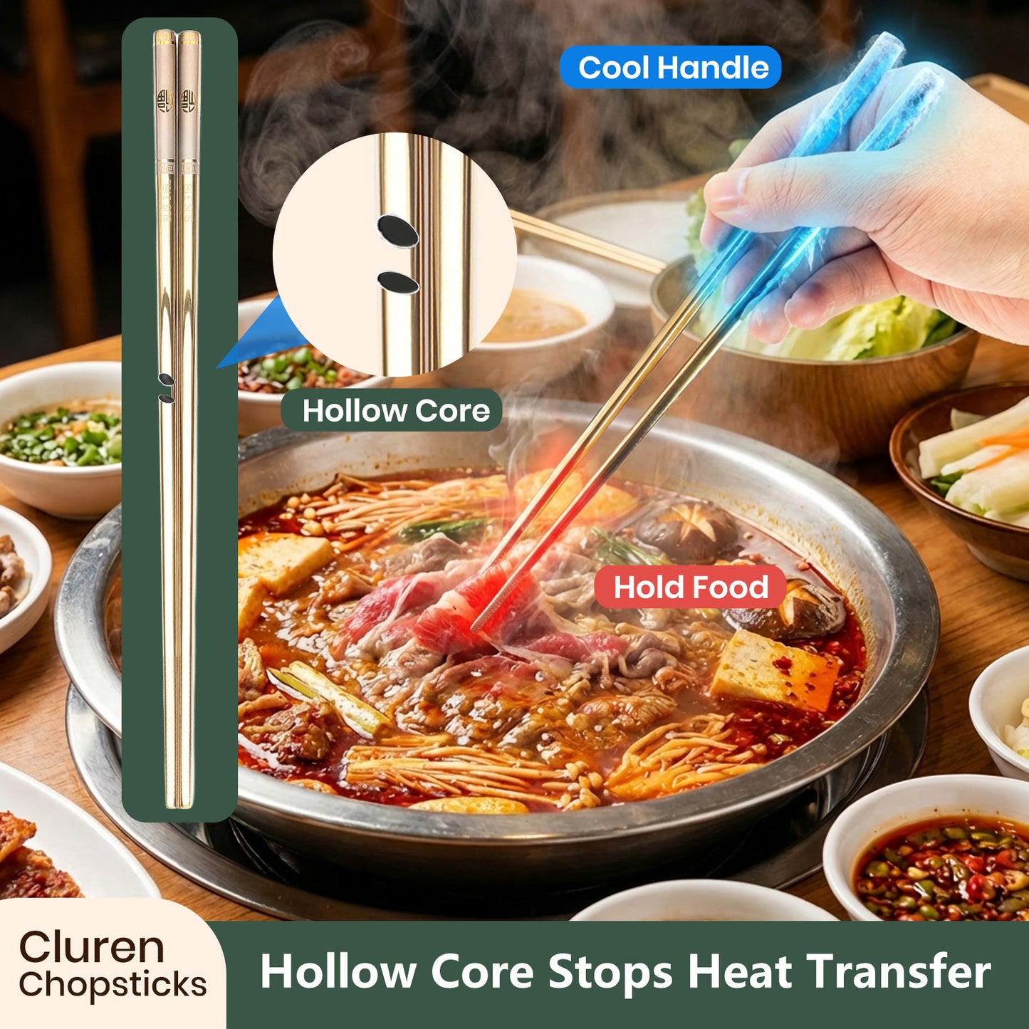 316L Stainless Steel Chopsticks (Multicolor)