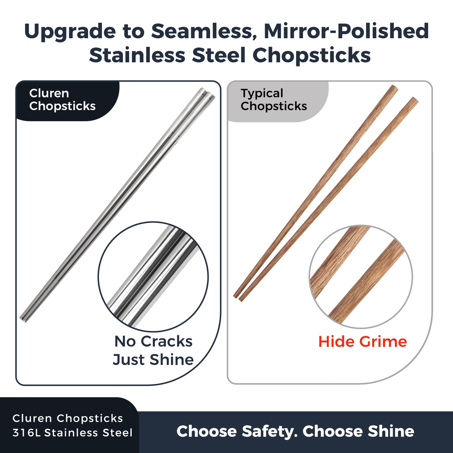 316L Stainless Steel Chopsticks (Multicolor)