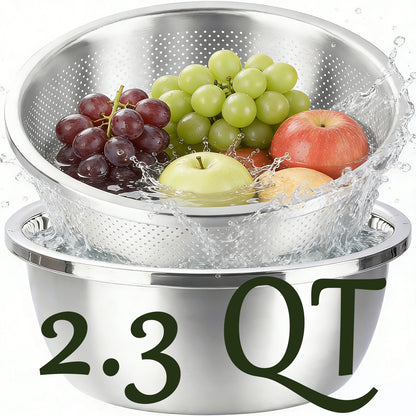 304 Stainless Steel Colander and Bowl Set (2.3QT)