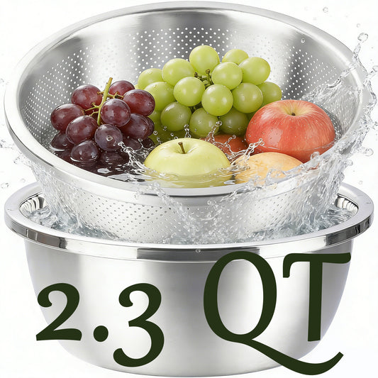 304 Stainless Steel Colander and Bowl Set (2.3QT)