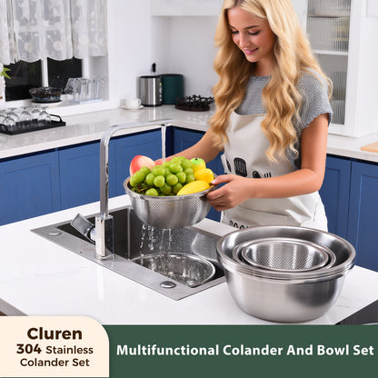 304 Stainless Steel Colander and Bowl Set (6.0QT)