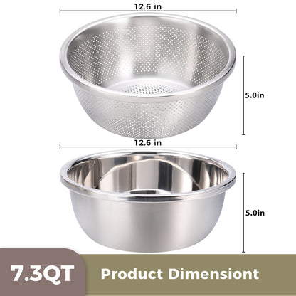 304 Stainless Steel Colander and Bowl Set (7.0QT)